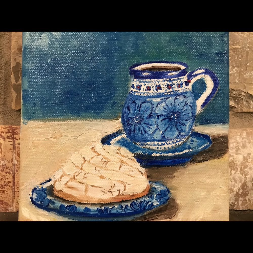 Original oil Painting Still life pottery 6”x6